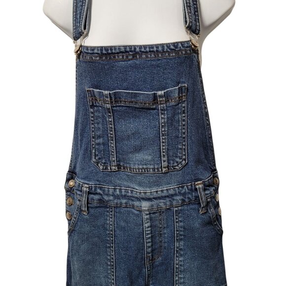 Celebrity Pink Overalls Denim Distressed Adjustable Straps Small Blue Bib Pocket - Picture 2 of 16